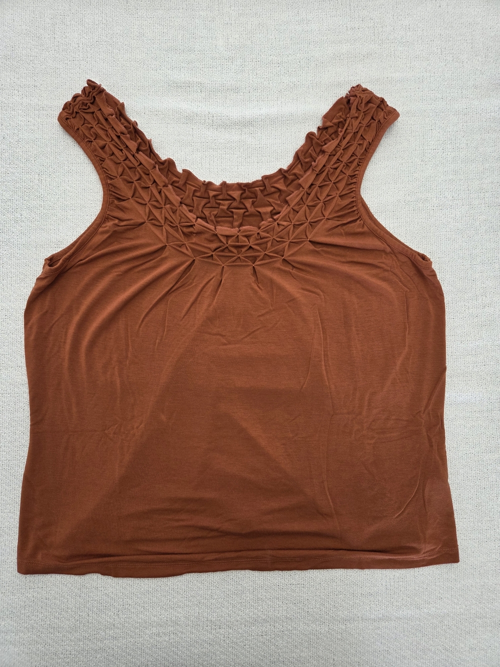 Maurices Women's Sleeveless Textured Neck Tank Top - Rust